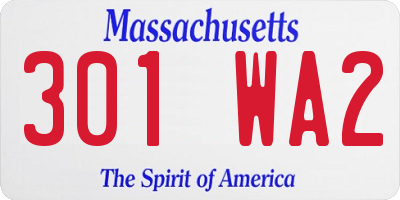 MA license plate 301WA2