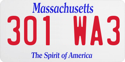 MA license plate 301WA3
