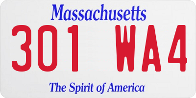 MA license plate 301WA4