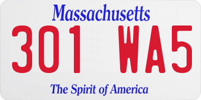 MA license plate 301WA5