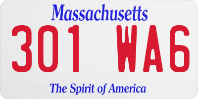 MA license plate 301WA6