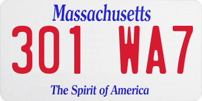 MA license plate 301WA7