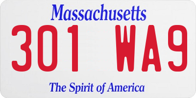 MA license plate 301WA9