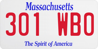MA license plate 301WB0