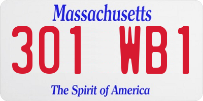 MA license plate 301WB1