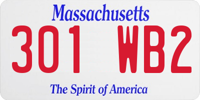 MA license plate 301WB2