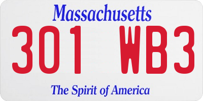 MA license plate 301WB3
