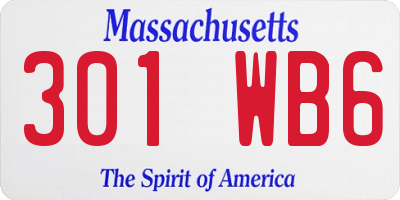 MA license plate 301WB6