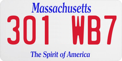 MA license plate 301WB7