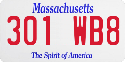 MA license plate 301WB8