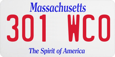 MA license plate 301WC0