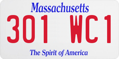 MA license plate 301WC1