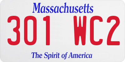MA license plate 301WC2