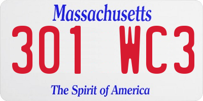 MA license plate 301WC3