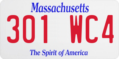MA license plate 301WC4