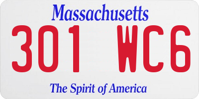 MA license plate 301WC6