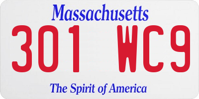 MA license plate 301WC9