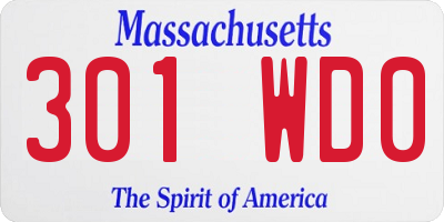 MA license plate 301WD0