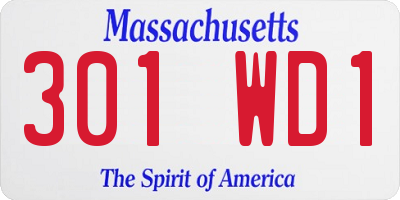 MA license plate 301WD1