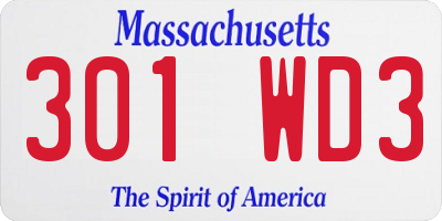 MA license plate 301WD3