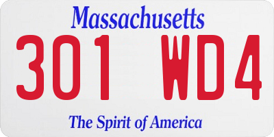 MA license plate 301WD4