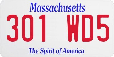MA license plate 301WD5