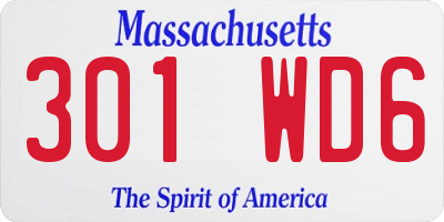 MA license plate 301WD6
