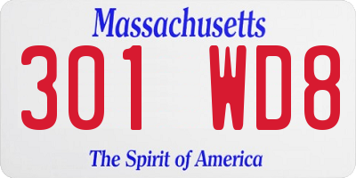 MA license plate 301WD8
