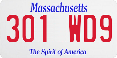 MA license plate 301WD9