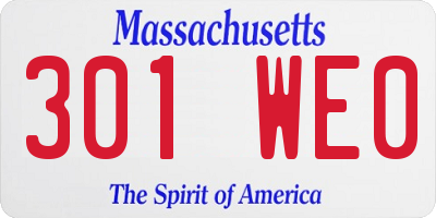 MA license plate 301WE0