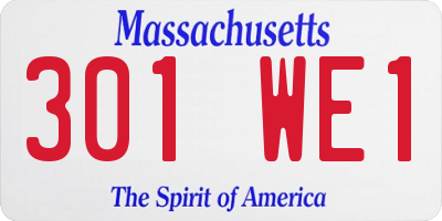MA license plate 301WE1