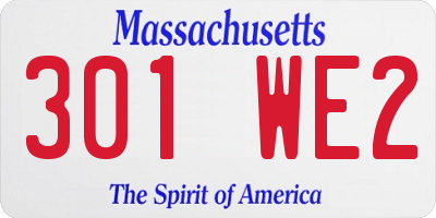 MA license plate 301WE2