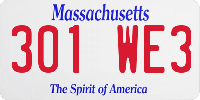 MA license plate 301WE3