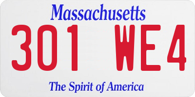 MA license plate 301WE4
