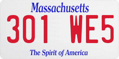 MA license plate 301WE5