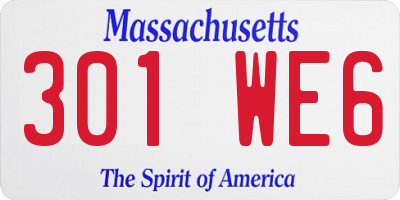 MA license plate 301WE6