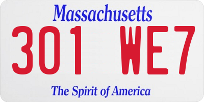 MA license plate 301WE7