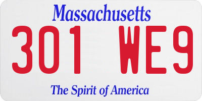 MA license plate 301WE9