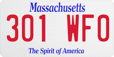 MA license plate 301WF0