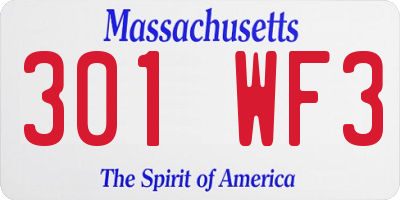MA license plate 301WF3