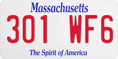 MA license plate 301WF6