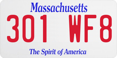 MA license plate 301WF8