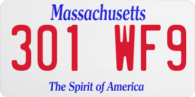 MA license plate 301WF9