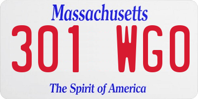MA license plate 301WG0