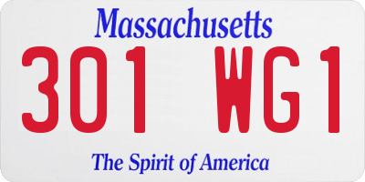 MA license plate 301WG1