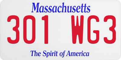 MA license plate 301WG3