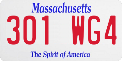 MA license plate 301WG4