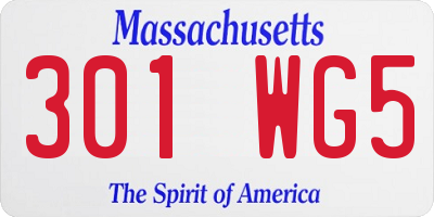 MA license plate 301WG5