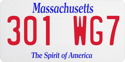 MA license plate 301WG7
