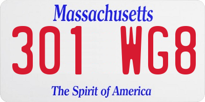 MA license plate 301WG8